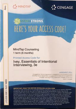 MindTap Counseling for Ivey/Ivey/Zalaquett's Essentials of Intentional Interviewing: Counseling in a Multicultural World, 3rd Edition, [Instant Access], 1 term (6 months) 3rd 9781305503137 Front Cover