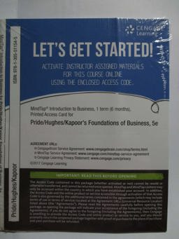 MindTap Introduction to Business, 1 Term (6 Months) Printed Access Card for Pride/Hughes/Kapoor's Foundations of Business, 5th