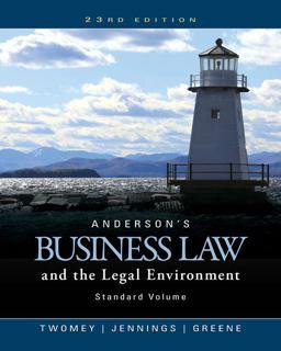 Anderson’s Business Law and the Legal Environment: Standard Volume  9781305575110 Front Cover
