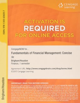 CengageNOW, 1 Term Printed Access Card for Brigham/Houston's Fundamentals of Financial Management, Concise Edition, 9th