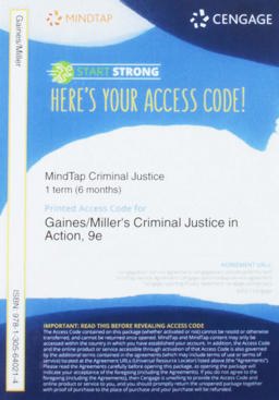 MindTap Criminal Justice, 1 Term (6 Months) Printed Access Card for Gaines/Miller's Criminal Justice in Action, 9th