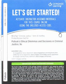 MindTap Criminal Justice, 1 Term (6 Months) Printed Access Card for Pollock's Ethical Dilemmas and Decisions in Criminal Justice, 9th
