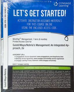 MindTap Management, 1 Term (6 Months) Printed Access Card for Gulati/Mayo/Nohria's Management