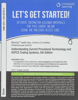 MindTap Medical Insurance and Coding, 2 Term (12 Months) Printed Access Card for Bowie's Understanding Current Procedural Terminology and HCPCS Coding Systems, 5th