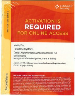 MindTap MIS, 1 Term (6 Months) Printed Access Card for Coronel/Morris' Database Systems: Design, Implementation, and Management, 12th