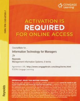 CourseMate, 1 Term (6 Months) Printed Access Card for Reynolds' Information Technology for Managers, 2nd