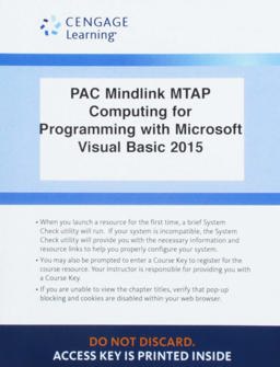 LMS Integrated for MindTap Programming, 1 Term (6 Months) Printed Access Card for Zak's Programming with Microsoft Visual Basic 2015, 7th