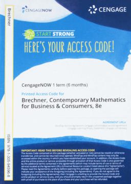 CengageNOW, 1 Term Printed Access Card for Brechner/Bergeman's Contemporary Mathematics for Business and Consumers CengageNOW, 1 Term Printed Access Card for Brechner/Bergeman's Contemporary Mathematics for Business and Consumers