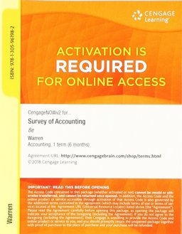 CNOWv2, 1 Term Printed Access Card for Warren's Survey of Accounting, 8th CNOWv2, 1 Term Printed Access Card for Warren's Survey of Accounting, 8th