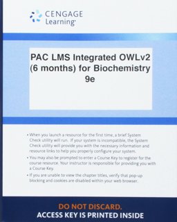 LMS Integrated for OWLv2, 1 Term Printed Access Card for Campbell/Farrell/McDougal's Biochemistry, 9th