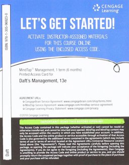 MindTap Management, 1 Term (6 Months) Printed Access Card for Daft's Management, 13th