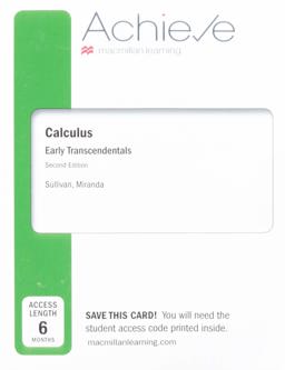 Achieve for Sullivan's Calculus: Early Transcendentals (1-Term Access) 2nd 9781319018931 Front Cover