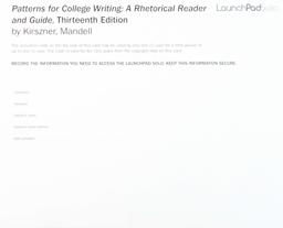 LaunchPad Solo for Patterns for College Writing, High School (One Use Access)