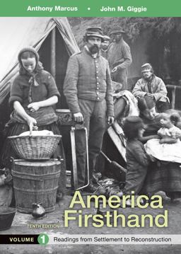 America Firsthand: Readings from Settlement to Reconstruction  9781319029661 Front Cover