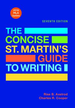 Concise St. Martin's Guide to Writing with 2016 MLA Update 7th 9781319088170 Front Cover