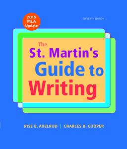 The St. Martin's Guide to Writing: With 2016 Mla Update  9781319089719 Front Cover