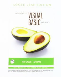 Starting Out with Visual Basic, Student Value Edition 8th 9781323836194 Front Cover