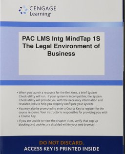 LMS Integrated MindTap Business Law, 1 Term (6 Months) Printed Access Card Cross/Miller's the Legal Environment of Business: Text and Cases, 10th
