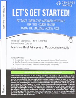MindTap Economics, 1 Term (6 Months) Printed Access Card for Mankiw's Brief Principles of Macroeconomics, 8th