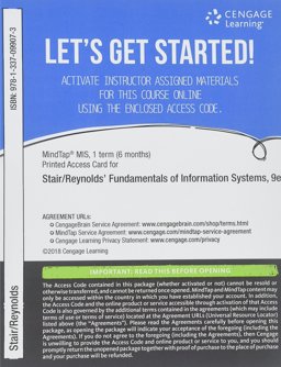 MindTap MIS, 1 Term (6 Months) Printed Access Card for Stair/Reynolds' Fundamentals of Information Systems