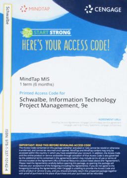 MindTap for Schwalbe's Information Technology Project Management, 1 Term Printed Access Card MindTap for Schwalbe's Information Technology Project Management, 1 Term Printed Access Card