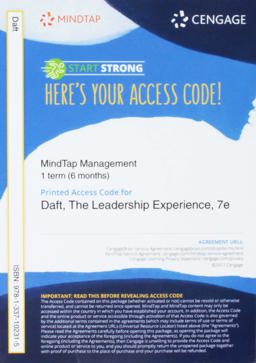 MindTap Management, 1 Term (6 Months) Printed Access Card for Daft's the Leadership Experience, 7th