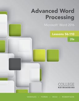 Advanced Word Processing Lessons 56-110 20th 9781337103268 Front Cover