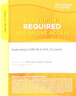 Keyboarding in SAM 365 and 2016 55 Lessons with Word Processing, Printed Access Card