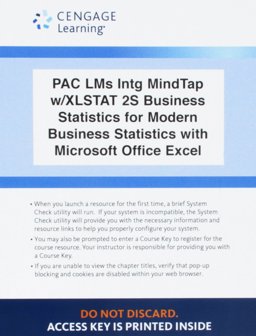 LMS Integrated for MindTap Business Statistics, 2 Terms (12 Months) Printed Access Card for Anderson/Sweeney/Williams/Camm/Cochran's Modern Business Statistics with Microsoft Office Excel, 6th