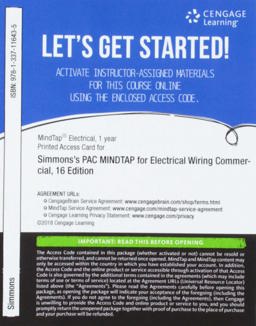 MindTap Electrical, 2 Terms (12 Months) Printed Access Card for Simmons/Mullin's Electrical Wiring Commercial, 16th