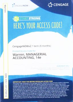 CNOWv2, 1 Term Printed Access Card for Warren/Reeve/Duchac's Managerial Accounting, 14th CNOWv2, 1 Term Printed Access Card for Warren/Reeve/Duchac's Managerial Accounting, 14th