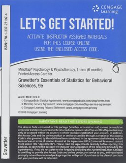 MindTap Psychology, 1 Term (6 Months) Printed Access Card for Gravetter/Wallnau/Forzano's Essentials of Statistics for the Behavioral Sciences, 9th MindTap Psychology, 1 Term (6 Months) Printed Access Card for Gravetter/Wallnau/Forzano's Essentials of Statistics for the Behavioral Sciences, 9th