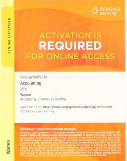 CNOWv2, 2 Term Printed Access Card for Warren/Reeve/Duchac's Accounting, 27th CNOWv2, 2 Term Printed Access Card for Warren/Reeve/Duchac's Accounting, 27th