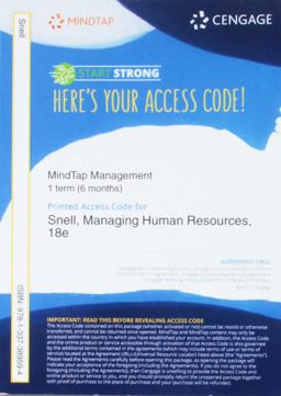 MindTap Management, 1 Term Printed Access Card for Snell/Morris' Managing Human Resources, 18th