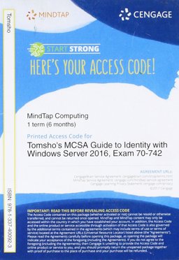 MindTap Networking, 1 Term (6 Months) Printed Access Card for Tomsho's MCSA Guide to Identity with Windows Server 2016, Exam 70-742, 2nd