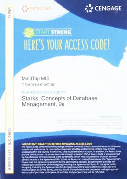 MindTap Computing, 1 Term (6 Months) Printed Access Card for Starks/Pratt/Last's Concepts of Database Management, 9th