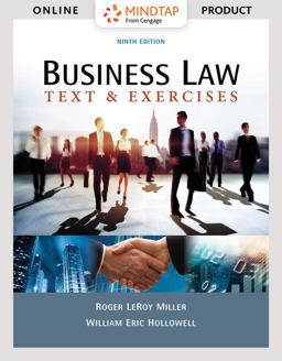 MindTap Business Law, 1 Term (6 Months) Printed Access Card for Miller/Hollowell's Business Law: Text and Exercises