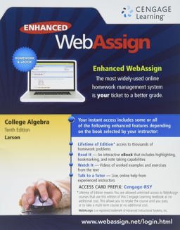 WebAssign Printed Access Card for Larson's College Algebra, 10th Edition, Single-Term