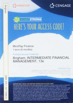 MindTap Finance, 1 Term (6 Months) Printed Access Card for Brigham/Daves' Intermediate Financial Management, 13th