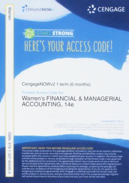 CNOWv2, 1 Term Printed Access Card for Warren/Reeve/Duchac's Financial and Managerial Accounting, 14th CNOWv2, 1 Term Printed Access Card for Warren/Reeve/Duchac's Financial and Managerial Accounting, 14th