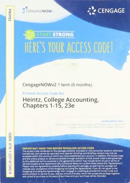 CNOWv2 for Heintz/Parry's College Accounting, Chapters 1- 15, 1 Term Printed Access Card