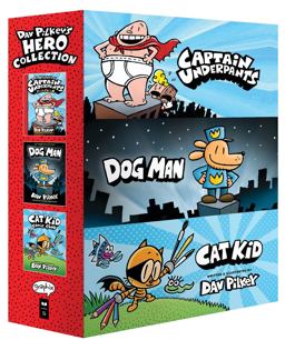Dav Pilkey's Hero Collection: 3-Book Boxed Set (Captain Underpants #1, Dog Man #1, Cat Kid Comic Club #1)  9781338819939 Front Cover