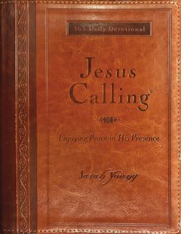 Jesus Calling, Large Text Brown Leathersoft, with Full Scriptures Enjoying Peace in His Presence (a 365-Day Devotional)  9781400318131 Front Cover