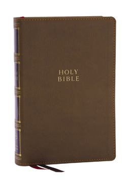 KJV Holy Bible - Compact Bible with 43,000 Center-Column Cross References, Brown Leathersoft W- Thumb Indexing (Red Letter, Comfort Print, King James Version)