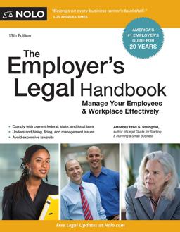 Employer's Legal Handbook Manage Your Employees &amp; Workplace Effectively 13th 9781413323993 Front Cover