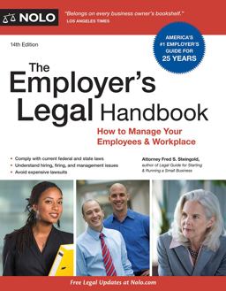 Employer's Legal Handbook How to Manage Your Employees and Workplace 14th 9781413327045 Front Cover