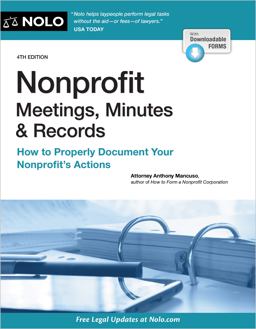 Nonprofit Meetings, Minutes and Records How to Properly Document Your Nonprofit's Actions 4th 9781413330380 Front Cover