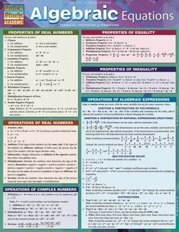 Algebraic Equations QuickStudy Laminated Reference Guide (QuickStudy Academic)  9781423222668 Front Cover