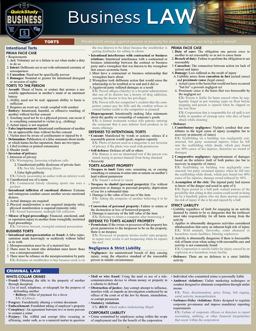Business Law A QuickStudy Laminated Reference Guide 2nd 9781423238621 Front Cover