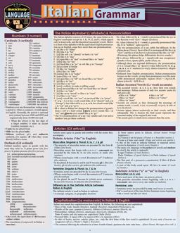 Italian Grammar A QuickStudy Laminated Language Reference Guide 2nd 9781423239888 Front Cover